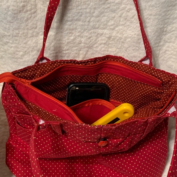 Handmade Upcycled Red Polkadot Handbag - Picture 8 of 15
